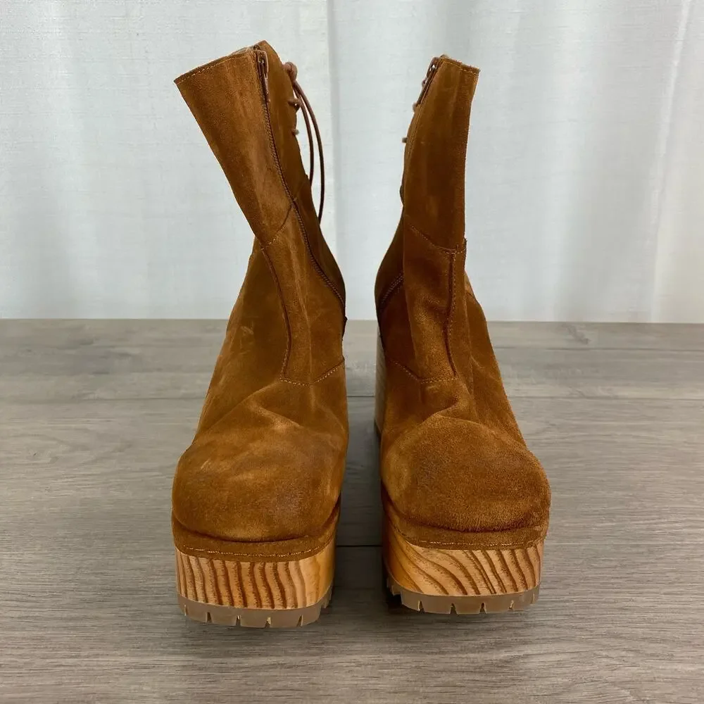 Free People Brown Suede Kenna Platform Lug Sole Clog Boots Sz.41(US 10) NWOB